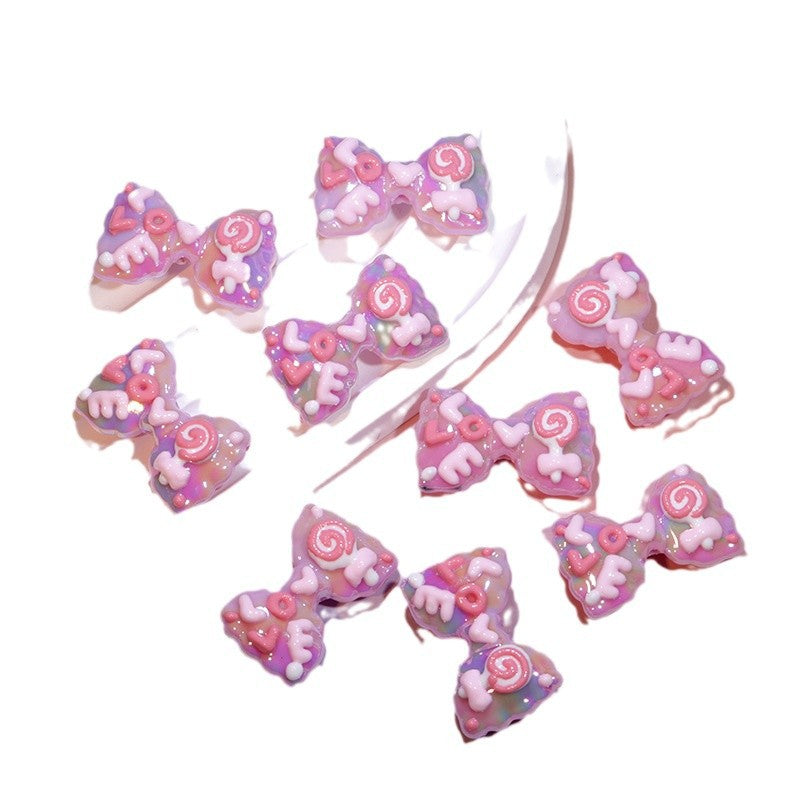 Wholesale Cute cartoon heavy oil double-sided hand-painted bow acrylic beads